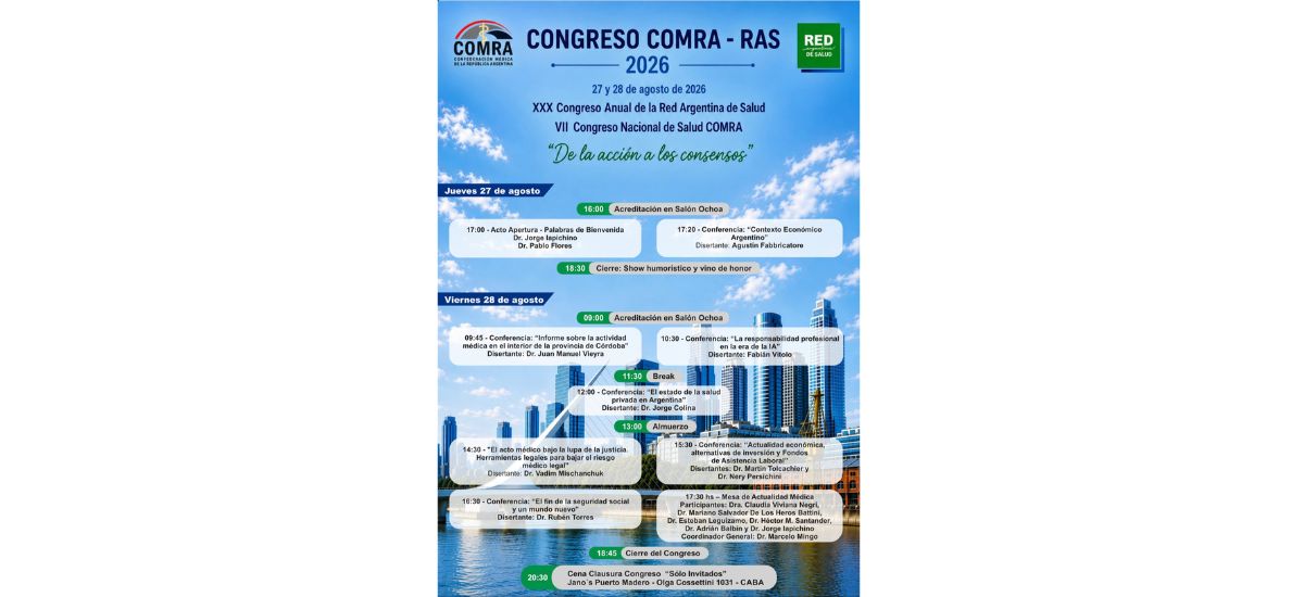 El Congreso COMRA-RAS reunirá a referentes de la salud
